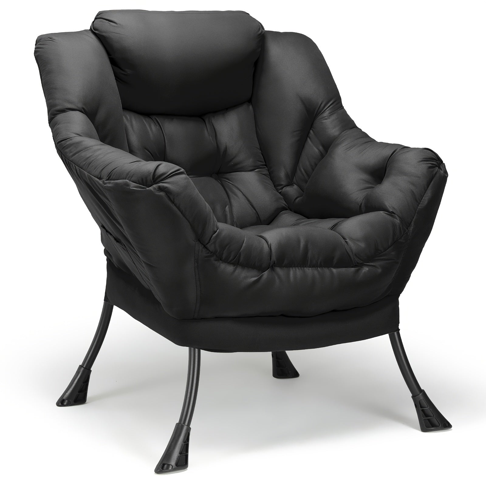 Lazy Chair Modern Comfy Lounge Accent Chair Large Sofa Armchair with A Side Pocket Leisure Reading Chair for Bedroom Living Room Dorm Black