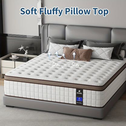 8In10In12In14In TwinFullQueenKing Mattress  Memory Foam And Spring Hybrid Medium Firm FiberglassFree And Odorless Breathable with Lumbar Support BoxPacked for Bedrooms Guest Rooms And Hotels