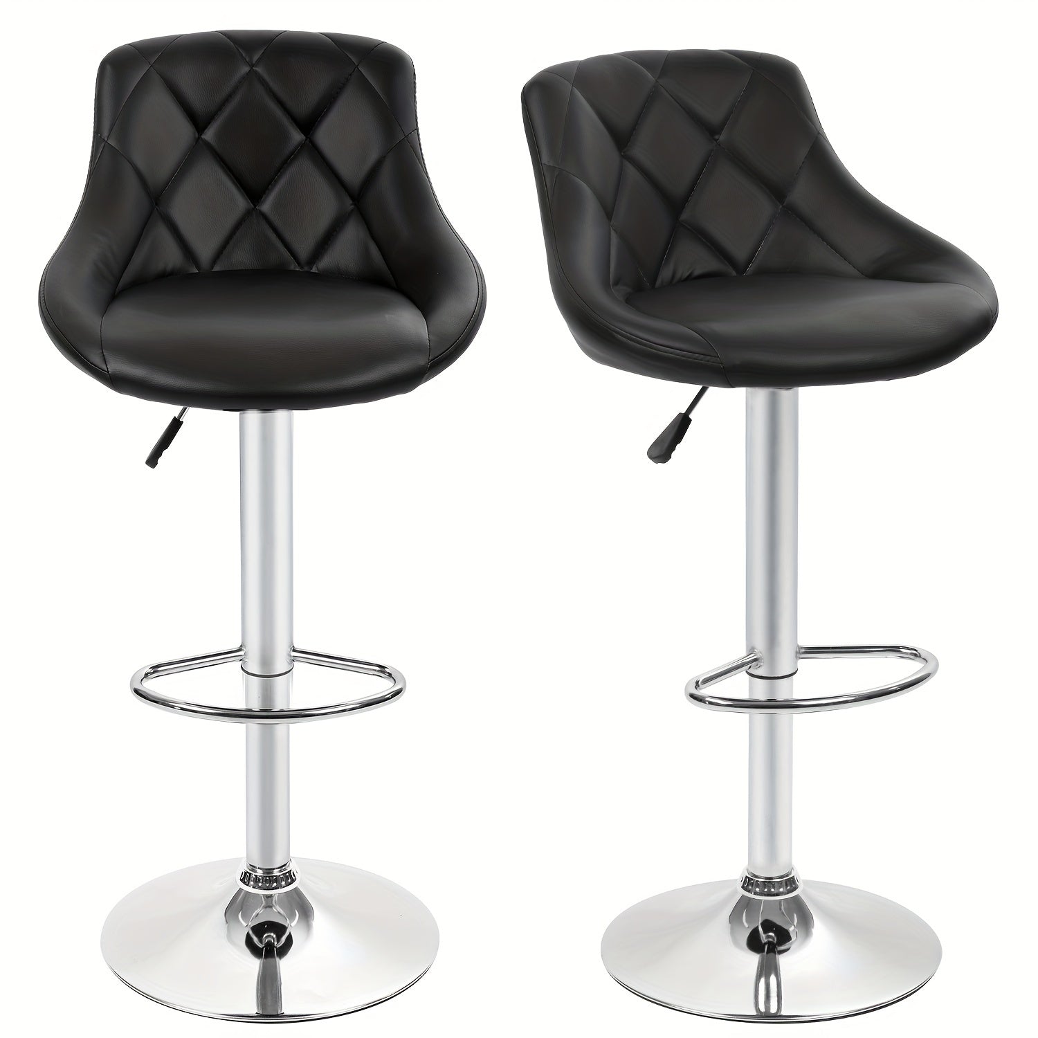 Set of 2 Adjustable Bar Stools with Back Support Featuring a Swivel Design And Made of PU Leather Perfect for Kitchen Counters And Dining Areas