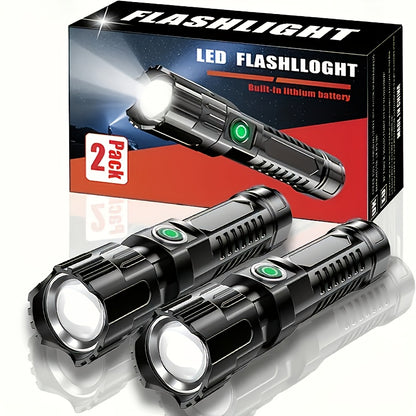 2pcs HighPowered Zoom Flashlights Outdoor Multifunctional Portable Home Mini Retractable Zoom Light Camping Gear Outdoor Flashlight Portable Flashlight Mini Flashlight Durable Structure Sturdy Construction Bright Beam