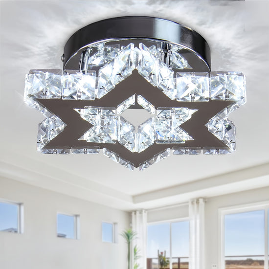 Chandelier LED Crystal Chandelier Modern Flush Mount Ceiling Light Fixtures LED Star  Chandeliers Light Fixture Ceiling Lamp for Kitchen Hallway Foyer Bedroom Dinning Room Cool WhiteDimmable