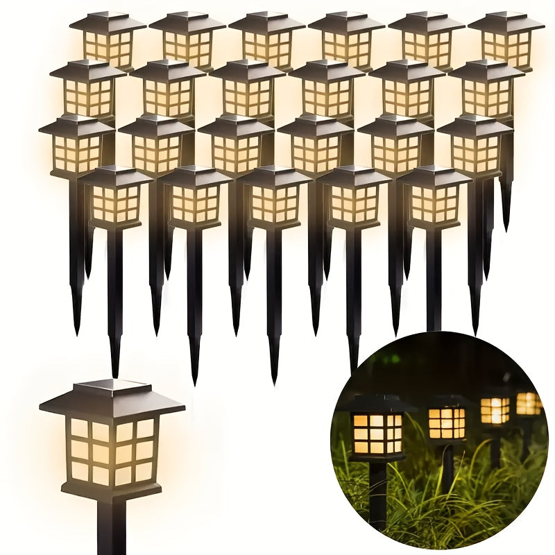 261224pcs Solar Path Lights Solar OutdoorLights Sidewalk Lights Solar Garden Lights Landscapes Paths Courtyards PatiosDriveways Up to 10 Hours Of Light Warm Light