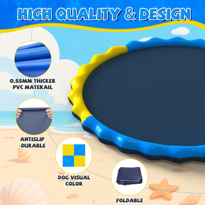 Splash Pad Sprinkler  Splash Play Mat Toys for Kids Water Toys Inflatable Wading Pool Extra Large Thicker Summer Outdoor Funny Toys for 3 Years Children
