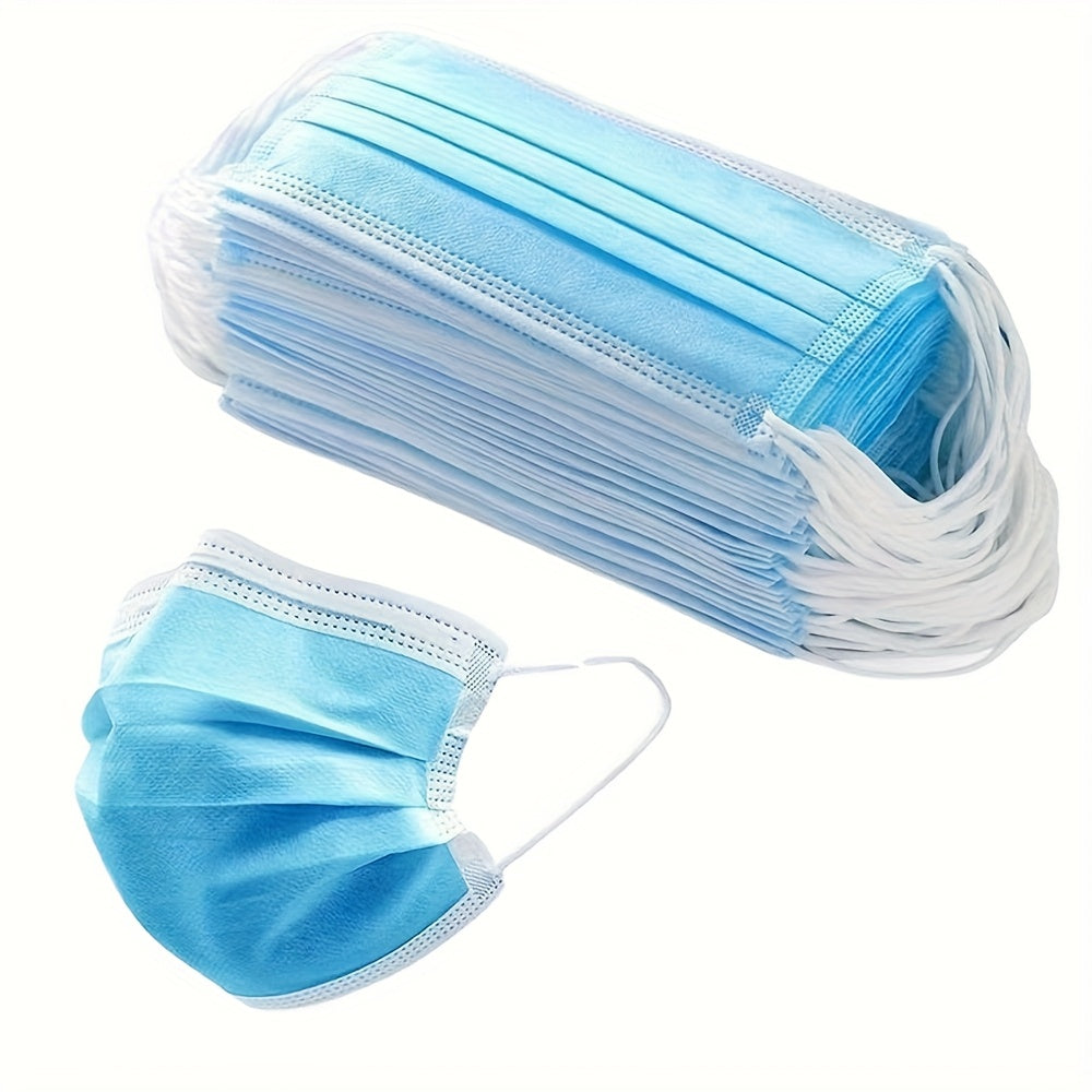 50pcs Adult Disposable Face Masks  Hypoallergenic Breathable Material Adjustable Ear Loops  Firm Fit Nose Pads for Home Office Outdoor Use Home Health Essentials Secure Elastic Mask WhiteBlue