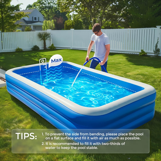 Super Large Inflatable Pool for Adult 310Cm180Cm Spacious Swimming Pool for Family 125 Inches MultiLayer Thicken PVC Material Foldable Oversized Blow Up Durable Construction Ideal for Outdoor Garden Backyard Summer Water Party
