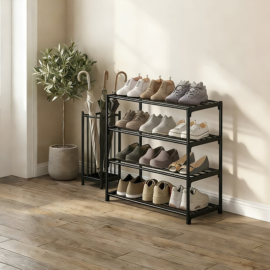 1pc SpaceSaving Foldable Shoe Rack  Minimalist Durable Iron Storage Shoe Organizer with Golden Tubes for Entryway Closet Living Room Bedroom Garage  MultiScene Home Vertical Shoe Shelf Standing Shelf
