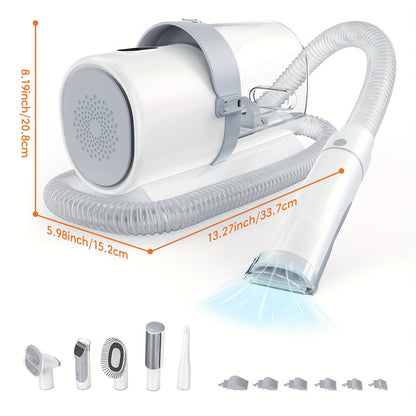 Pet Grooming Vacuum Kit 5 in 1 Vacuum Suction Strong Power 99 Pet Hair Professional Clippers with 6 Guide Combs Mulifunctional Grooming Tools for Dogs Cats and Other Animals