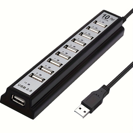 10Port USB Hub Compatible for MacBookPCLaptop  HighSpeed Charging  Data Transfer USB Hub with 10Device PlugandPlay Network Adapter Compatible with USB Devices