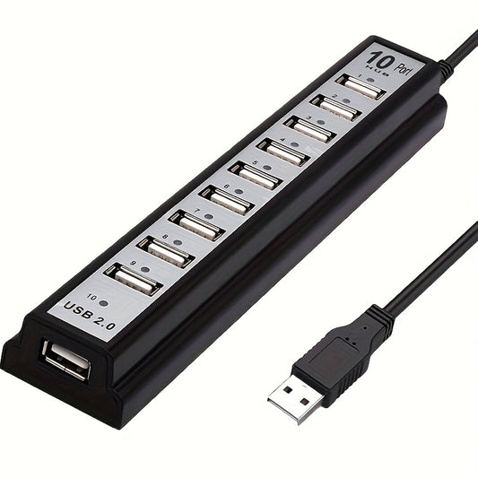 10Port USB Hub Compatible for MacBookPCLaptop  HighSpeed Charging  Data Transfer USB Hub with 10Device PlugandPlay Network Adapter Compatible with USB Devices