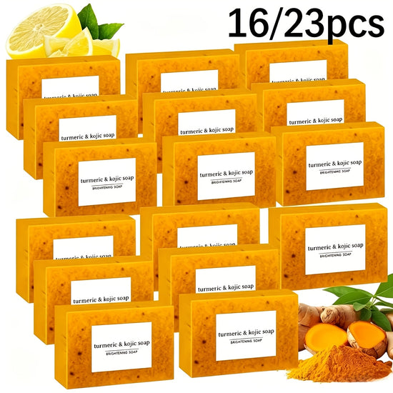 1623pcs Natural Ginger And Lemon Scented Recognized Soaps Turmeric And Kojic Acid Handmade Soaps Moisturizing Deep Cleansing Soaps Suitable for All Skin Types AlcoholFree Suitable for Face And Body