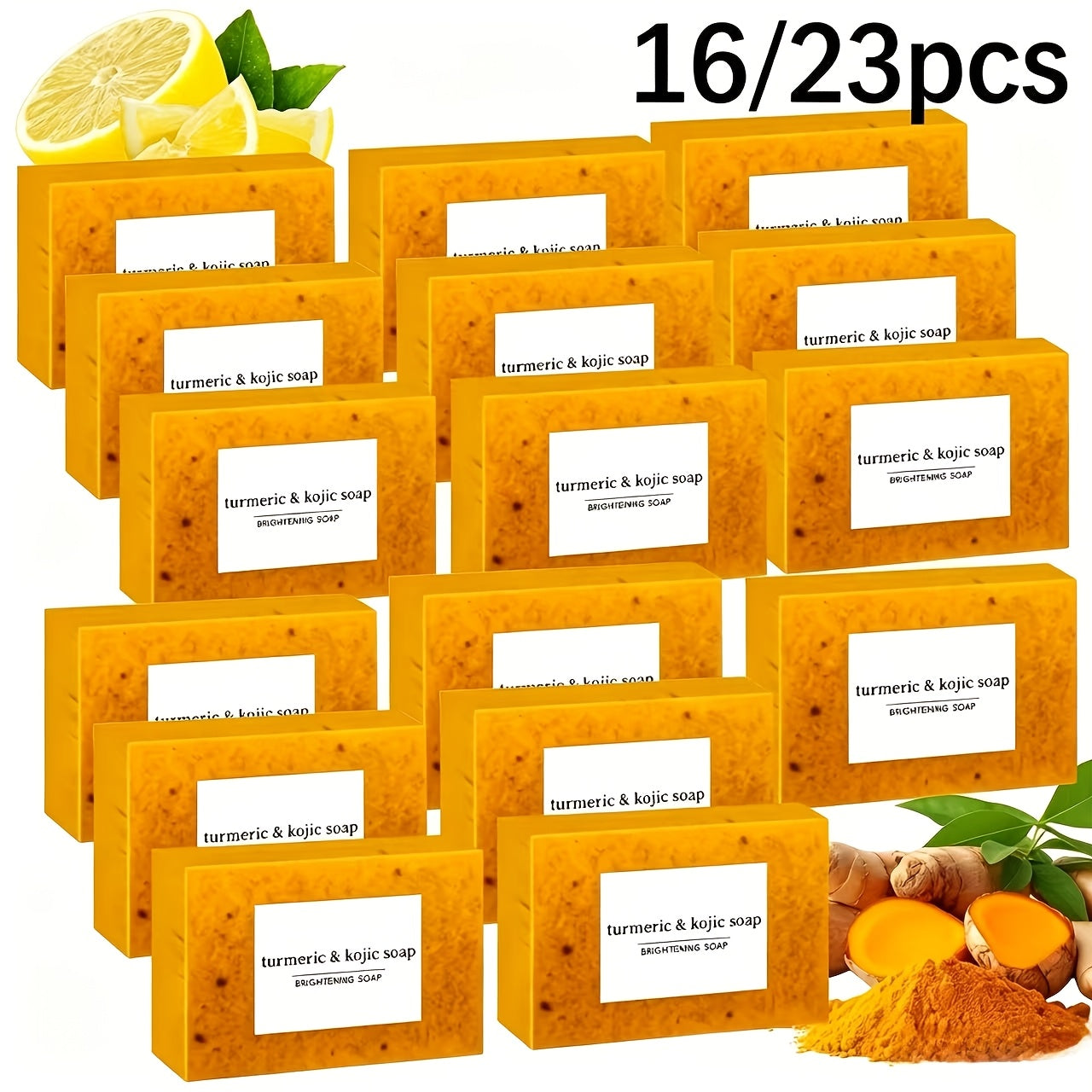 1623pcs Natural Ginger And Lemon Scented Recognized Soaps Turmeric And Kojic Acid Handmade Soaps Moisturizing Deep Cleansing Soaps Suitable for All Skin Types AlcoholFree Suitable for Face And Body