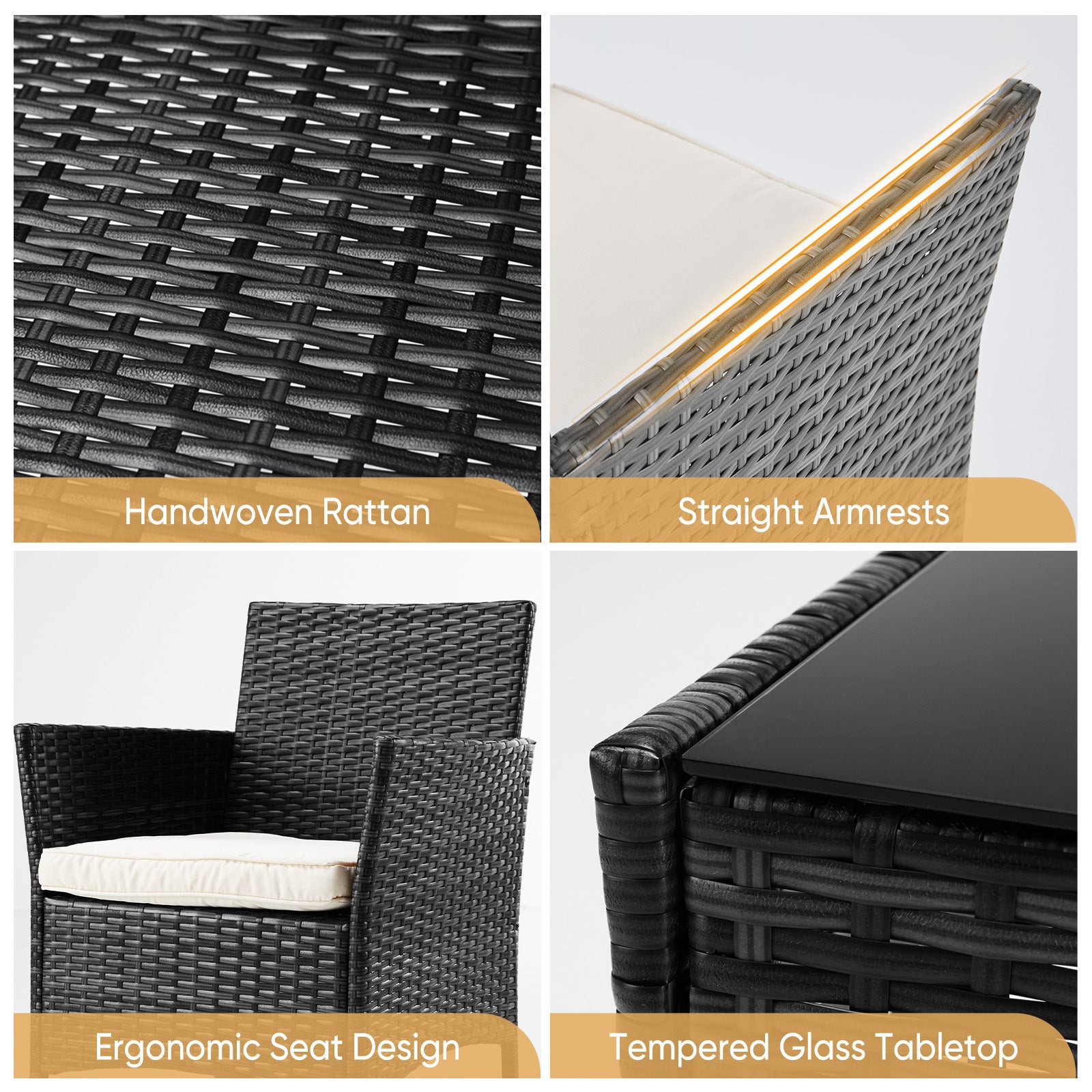 3Piece4Piece Patio Conversation Set  Outdoor Wicker Furniture with Coffee Table  Upgarded Cushions with Removable Cover PE Rattan Seating for Garden Poolside Porch Balcony