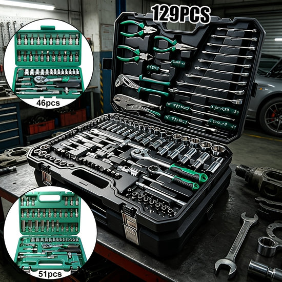 Socket Wrench Set 4651129pcs 14inch Ratchet Wrench Set And Extension Rod Universal Slide Rail Extension Sleeve Including 72tooth Ratchet Wrench Suitable for Automotive Repair And Household Use