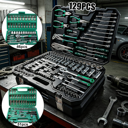 Socket Wrench Set 4651129pcs 14inch Ratchet Wrench Set And Extension Rod Universal Slide Rail Extension Sleeve Including 72tooth Ratchet Wrench Suitable for Automotive Repair And Household Use