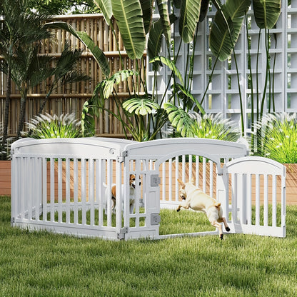 46 Side Dog Pen  with NonSlip Bottom Portable Indoor Expandable Durable Pet Pen for Medium Dogs  Lightweight Portable IndoorOutdoor Puppy Pen with Safety Locking Door