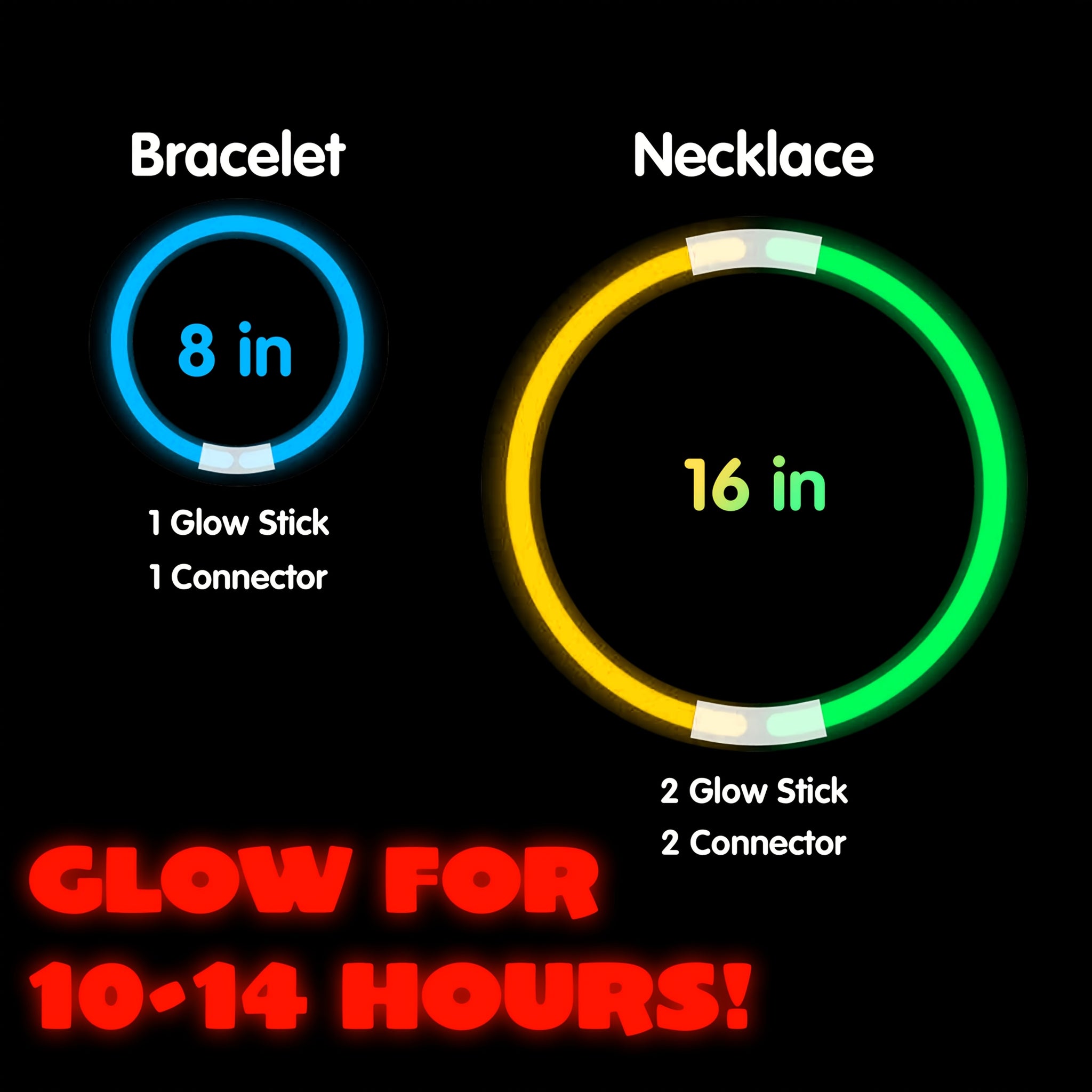 144pcs 8 Glow Sticks Can Glow In The Dark For 1014 Hours 7 Vibrant Colors Bracelets Necklaces Christmas Halloween Glow Party Supplies Pack Football Party Supplies MultiItem Party Favor Packs