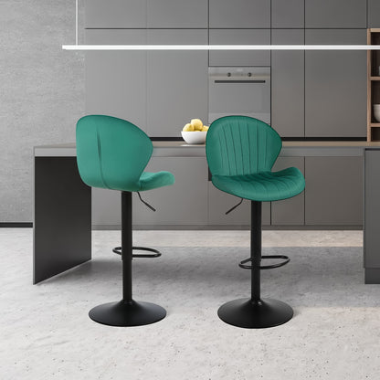 Classic Bar Stools 23pcs Velvet Height Adjustable Swivel Barstools with Back And Footrest Counter Stools Kitchen Stools 300 Lbs Weight Capacity Black Blue Green Grey
