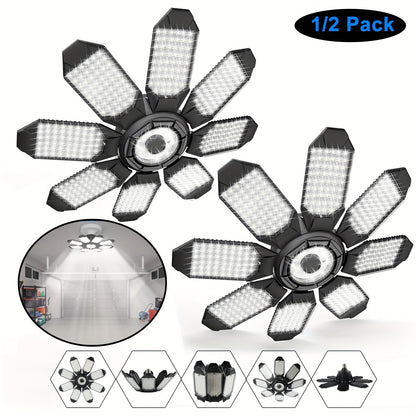 LED Garage Lights 421 Pack 25000LM Deformable Garage Light 250W Ceiling LED Shop Lights E26E27 Screw In LED Light Garage Lighting with 81 Panels Garage Bulb for Basement Attic Warehouse 8 Panel6 Panel for Choose