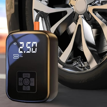 1pc Tire Inflator Portable Air Compressor Fast Cordless Air Pump Digital Display With Multifunction Nozzle Adapter And Longlasting Lithium Battery For Car Motorcycle Bicycle Tire Ball Auto Parts