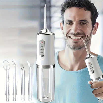 Smart Electric Water Flosser with Precision Pressure Control 360 Rotating Nozzle  Deep Clean for Teeth  Gums Replaceable Heads USB Rechargeable Oral Irrigator for Home  Travel