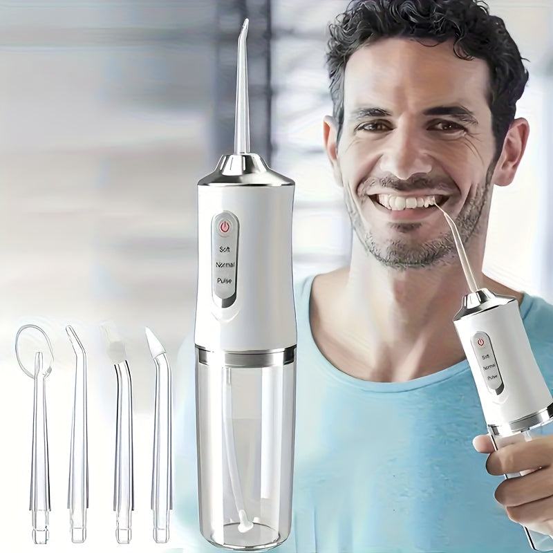Smart Electric Water Flosser with Precision Pressure Control 360 Rotating Nozzle  Deep Clean for Teeth  Gums Replaceable Heads USB Rechargeable Oral Irrigator for Home  Travel
