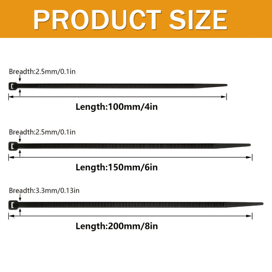 300 Highstrength Nylon Cable Ties Multiple Commonly Used Sizes 864 Inches High Tensile Strength Selflocking Cable Ties Durable Material Suitable For Indoor And Outdoor Use Home Office And Cable Management