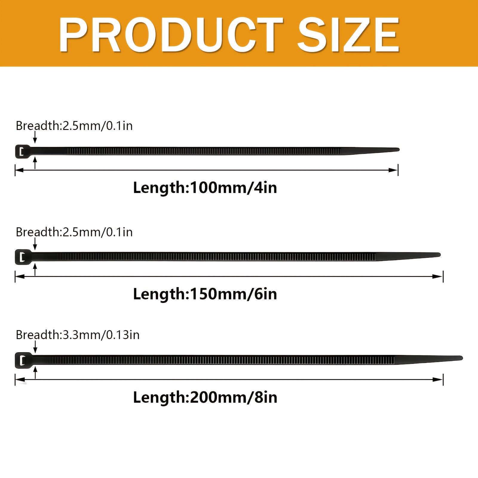 300 Highstrength Nylon Cable Ties Multiple Commonly Used Sizes 864 Inches High Tensile Strength Selflocking Cable Ties Durable Material Suitable For Indoor And Outdoor Use Home Office And Cable Management