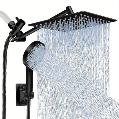 Shower Head High Pressure RainfallHandheld Shower Combo with 11 Extension Arm 9 Settings AntiLeak Shower Head with Holder HeightAngle Adjustable Chrome Matte Black
