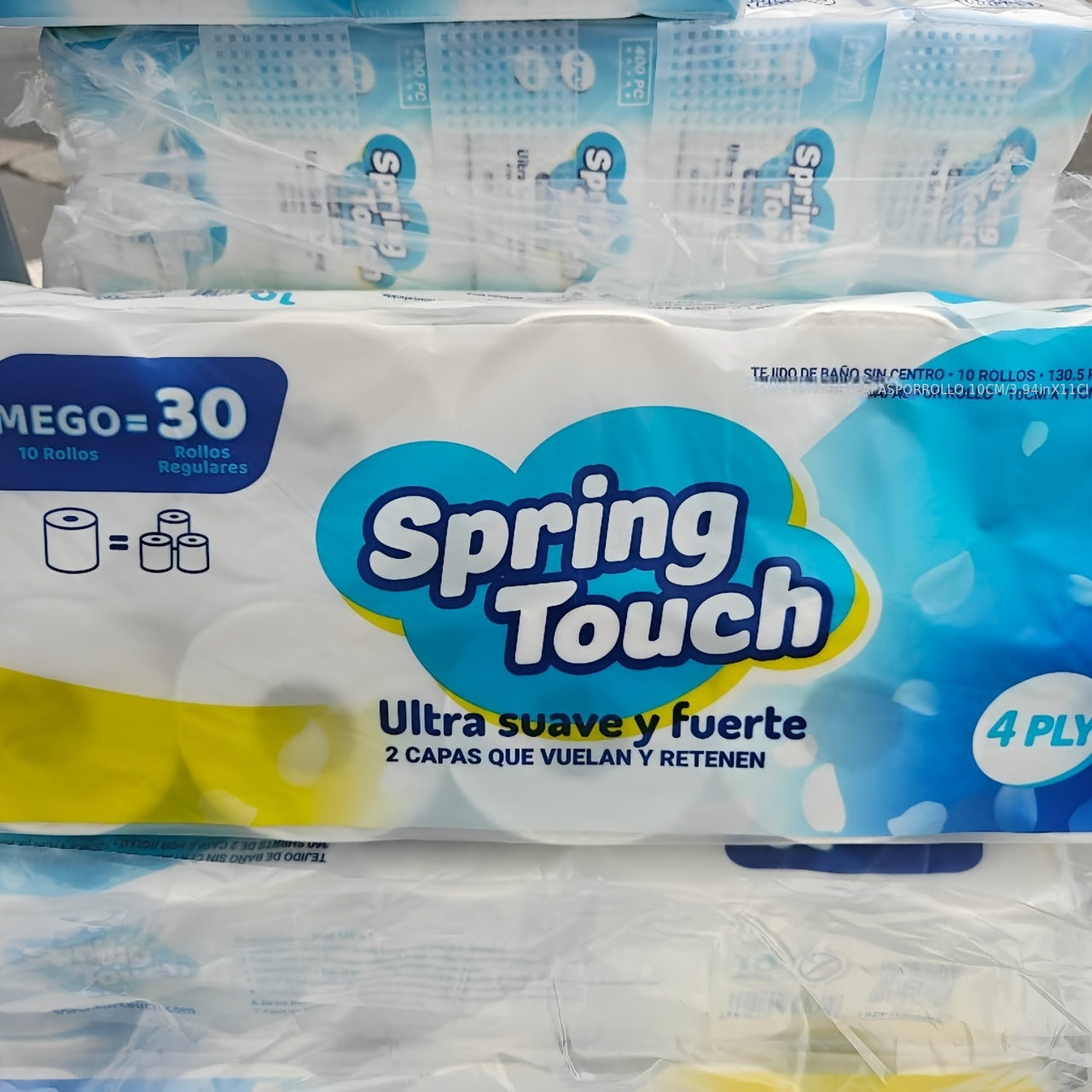 SpringTouh Local 10 Roll Paper Is Super Soft Strong And Soft with 4 Layers 2 Layers Attached Durable Thick And Undyed Paper Which Does Not Drop Crumbs And Is Suitable for Hotels Dining Cars And Offices