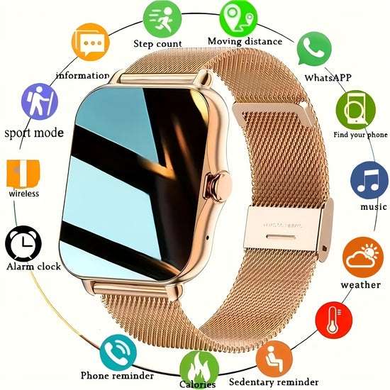 New 180mah Magnetic Charging Full Touch Screen Smartwatch Wireless Call Multiple Sport Modes Music Control Fashion Sports Smartwatch Compatible With IPhone And Android System Suitable For Both Men And Women Two Straps ValentineS Day Gift