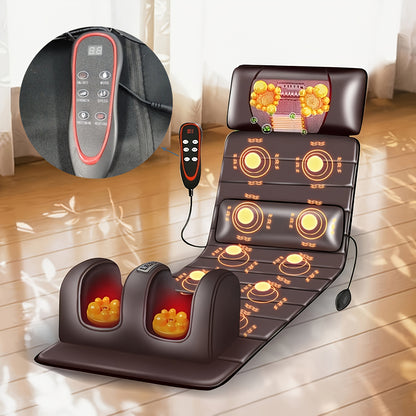 1 Set Of Large Brown Full Body Heating Massagers 2 Styles Of PU Material with Neck And Foot Devices And Massage Headrest Lumbar Pillow Timer Comfortable And Wearresistant Nonslip Bottom Easy to Store Suitable for Home Office Take A Nap