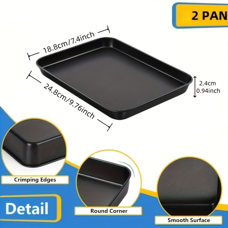 2pcs NonStick Baking Pan  Stainless Steel Cake Pan Carbon Steel Oven Tray And Square Iron Cookie Sheet  Easy to Clean Dishwasher Safe Suitable for Baking Bread Cookies Roasts And Vegetables Baking Utensils
