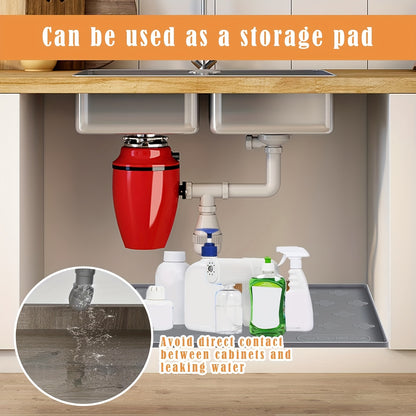 Waterproof Under Sink Mat 34 X 22 Kitchen Cabinet Liner And Drawer Shelf Liners Protectors for Kitchen Organizers And Storage Silicone Mat Boot Tray