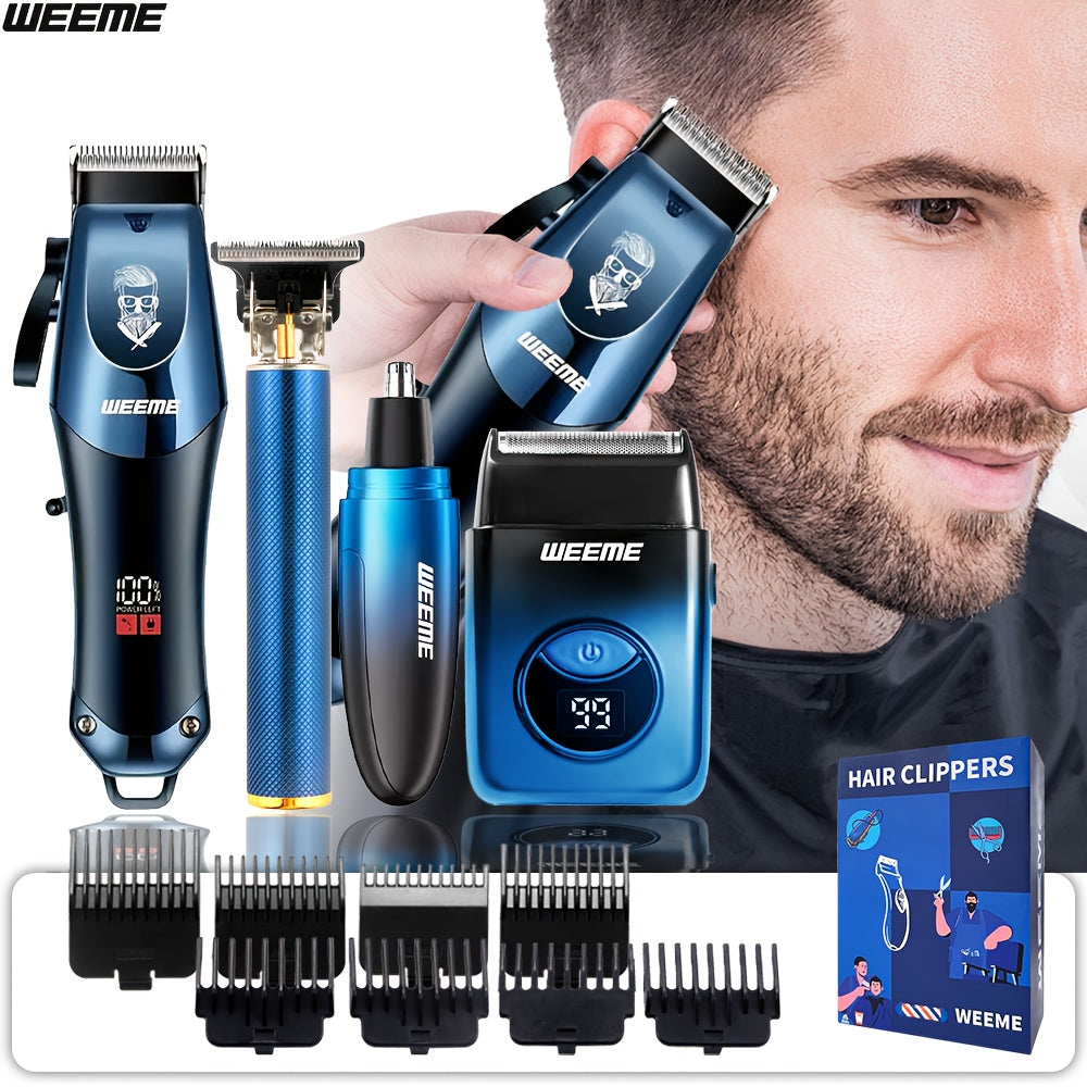 Take Care Of Everything2pcs4pcs5pcs Mens Electric Hair Clipper Nose Hair Clipper Shaver Set  Wireless USB Charging Professional Hair Clipper Set with Lithium Battery  His Ideal Gift Fathers Day Gift for MenFashionable Blue Gradient Design