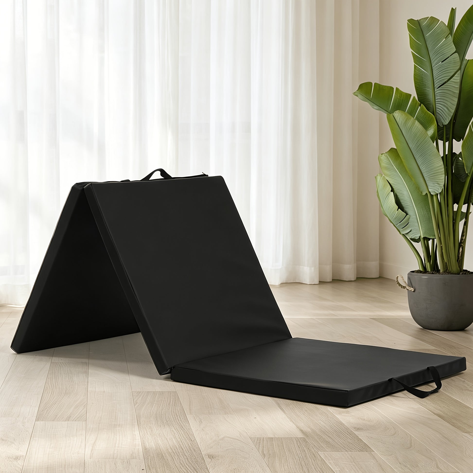 3Fold Yoga Mat  HeavyDuty HighDensity Tear  Shock Exercise Mat with Carrying Handles TriFold Design for Easy Storage NonSlip Surface  Ideal for Home Gym MMA Wrestling Stretching  Durable Gym  Training Mat for Men  Women