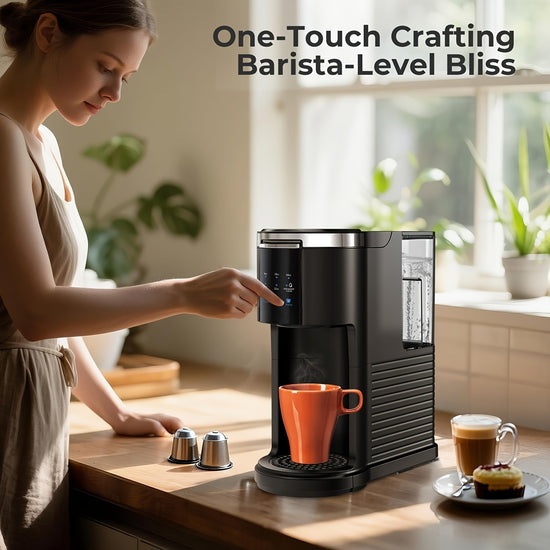 5CupSingle Serve Coffee Maker Single Serve Coffee Maker K Cup 2 in 1 Coffee Machine with Ground Coffee And Pods Coffee 6 to 14 Oz Brew Sizes Mini One Cup Drip Coffee Maker with Auto Cleaning And Shut Off Black
