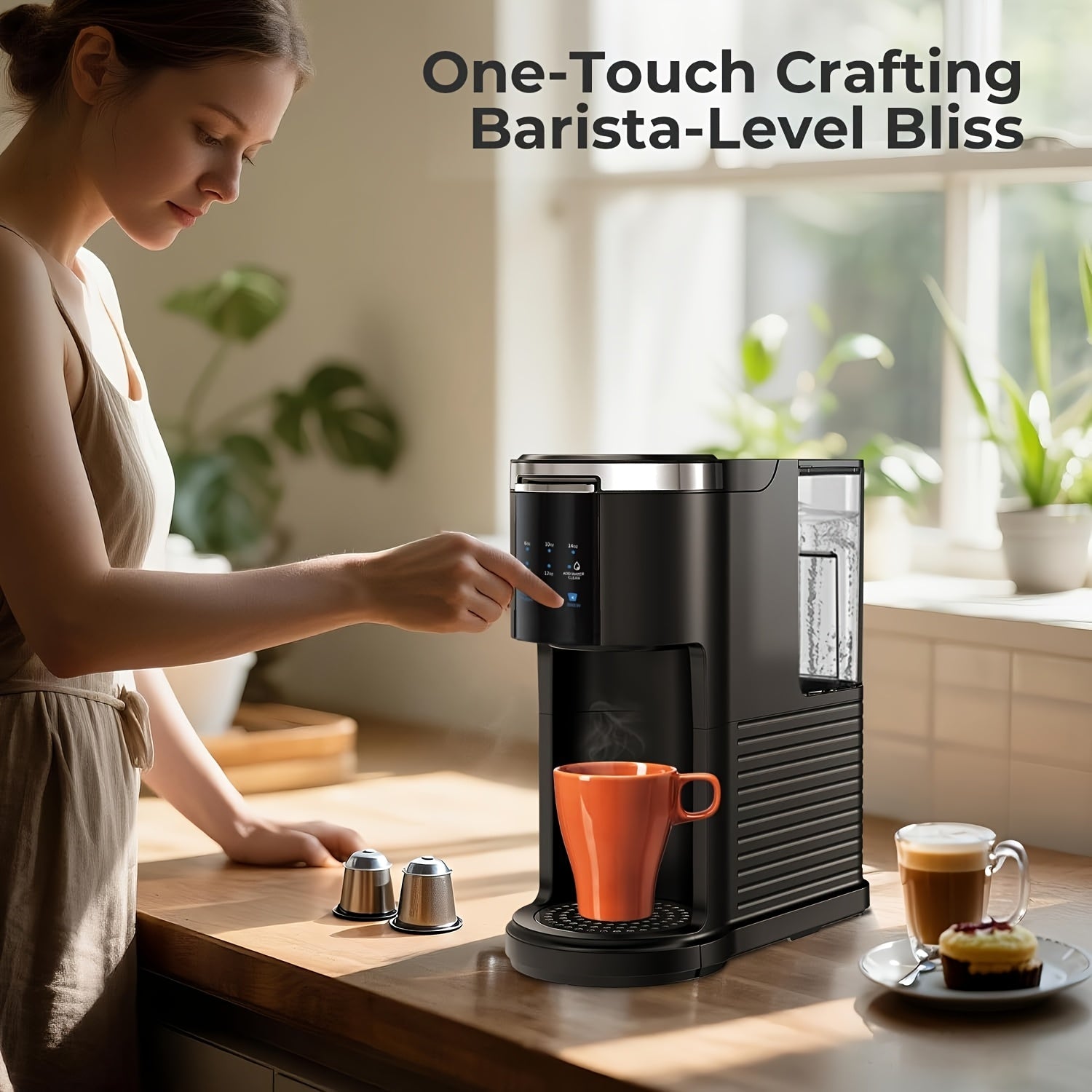 5CupSingle Serve Coffee Maker Single Serve Coffee Maker K Cup 2 in 1 Coffee Machine with Ground Coffee And Pods Coffee 6 to 14 Oz Brew Sizes Mini One Cup Drip Coffee Maker with Auto Cleaning And Shut Off Black