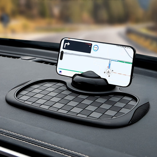 Multifunctional Nonslip Car Dashboard Cushion With Rotating Mobile Phone Holder Largecapacity Glasses And Key Storage Heatresistant Silicone Lattice Design Suitable For All Vehicles Car Mobile Phone Holder Modern Dashboard Accessories