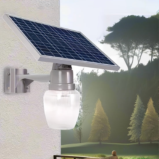 1pc Solar Powered LED Post Light Outdoor Garden Lamp with Wall Mounted Or Pole Mounted Dusk to Dawn Smart Solar Street Light with Dark Sensor EnergyEfficient And Durable for Home Outdoor Garden Courtyard Lighting And Security