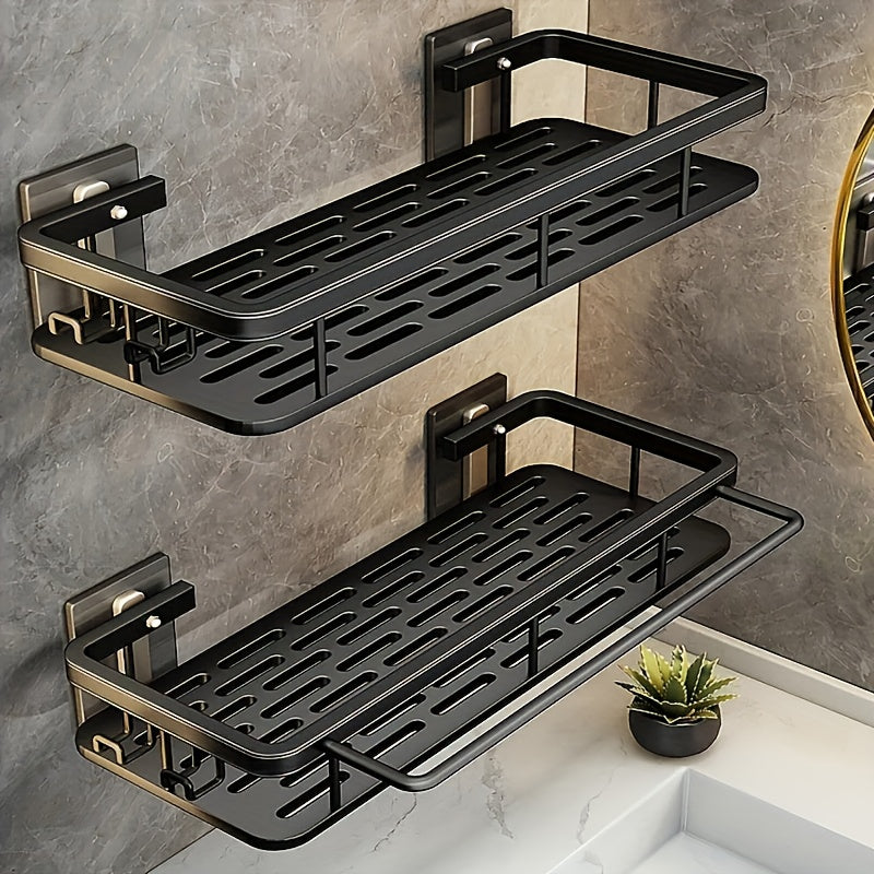 2pcs Stainless Steel Shower Caddy Racks  RustResistant WallMounted Bathroom Organizer with 2Tier Shelves SpaceSaving Corner Storage for Shower  Bathtub Accessories Black Shower Caddies