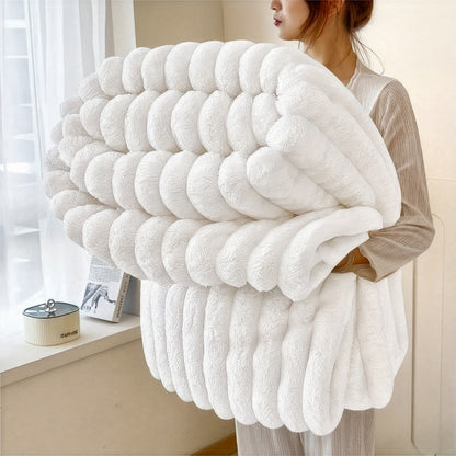 UltraSoft Thick Fleece Blanket  MultiColor 3D Faux Rabbit Fur DoubleSided Ideal for All Seasons Home Office Travel Camping Gift for All Occasions