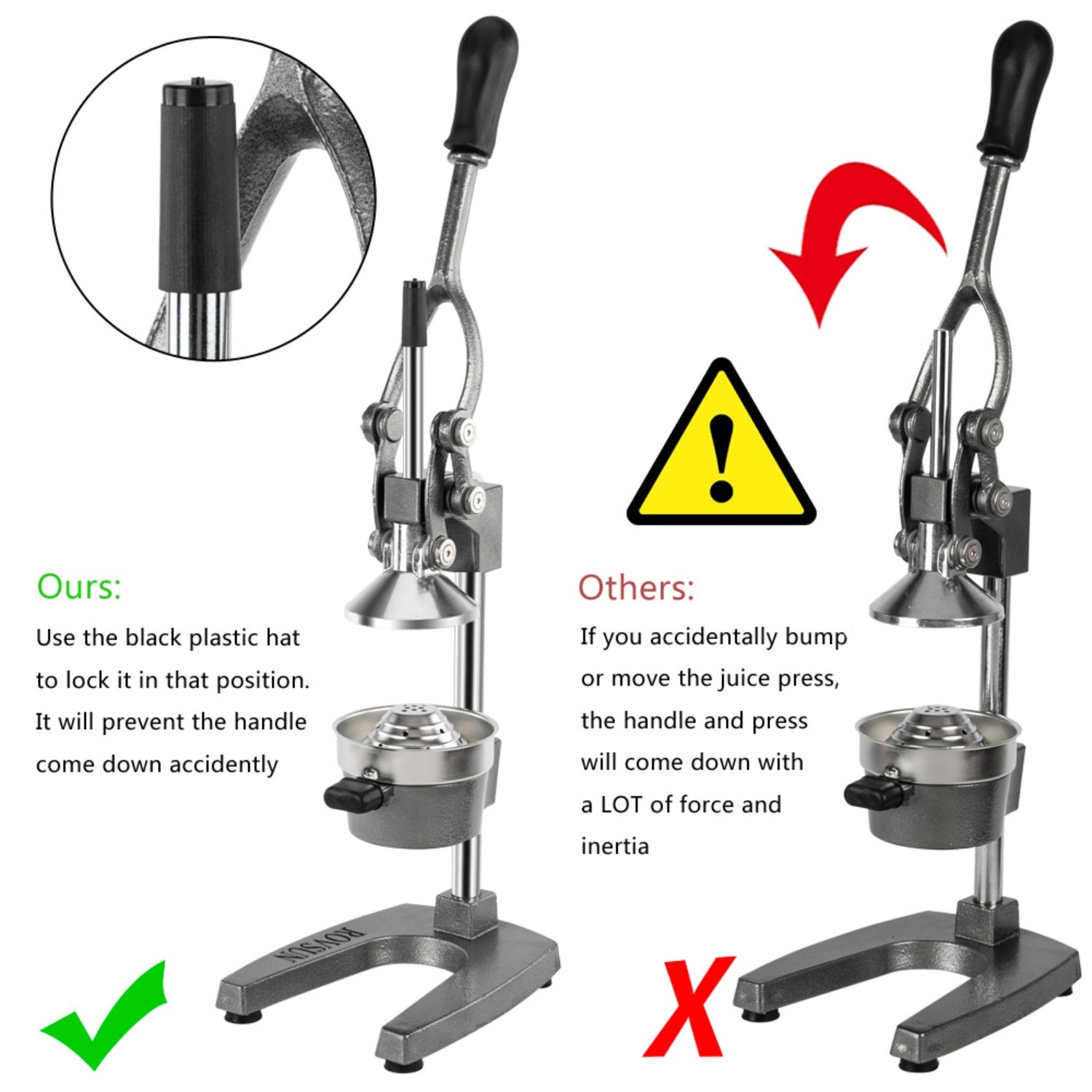 MEFEIR Commercial Grade Citrus Juicer Hand Press Manual Fruit Juicer Juice Squeezer Citrus Orange Lemon Pomegranate