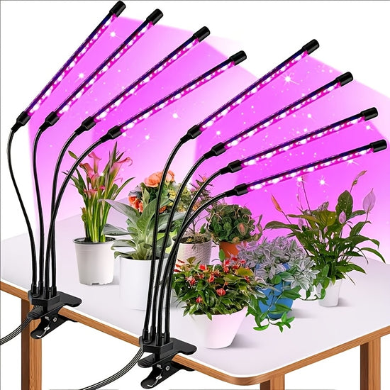Plant Growth Lamp LED Growth Lamp 4 Heads 3 Heads 2 Heads Fullspectrum Clamptype Plant Growth Lamp Strip Blue And Red LED Suitable for Indoor Plants 5 Levels Of Adjustable Brightness 3912 Hours Of Timed Operation