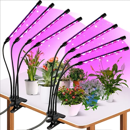 Plant Growth Lamp LED Growth Lamp 4 Heads 3 Heads 2 Heads Fullspectrum Clamptype Plant Growth Lamp Strip Blue And Red LED Suitable for Indoor Plants 5 Levels Of Adjustable Brightness 3912 Hours Of Timed Operation
