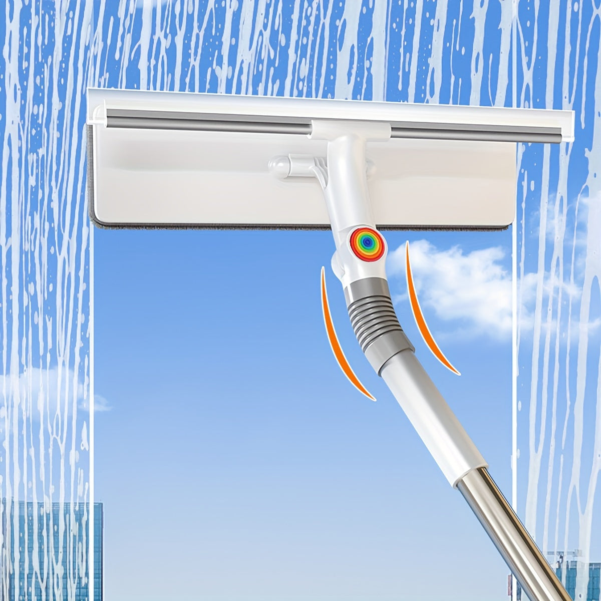 Professional Window Squeegee Cleaner 2in1 Extendable Window Squeegee And Scrubber  Long Handle Wet  Dry Use for Glass Car Windows Floors And Furniture Halloween Gift Christmas Gift