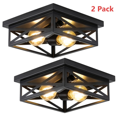 2Pack Vintage Farmhouse Flush Mount Ceiling Light Fixtures 2Light Hallway Kitchen Ceiling Light Industrial Farmhouse Light Fixtures Ceiling Mount For Bedroom