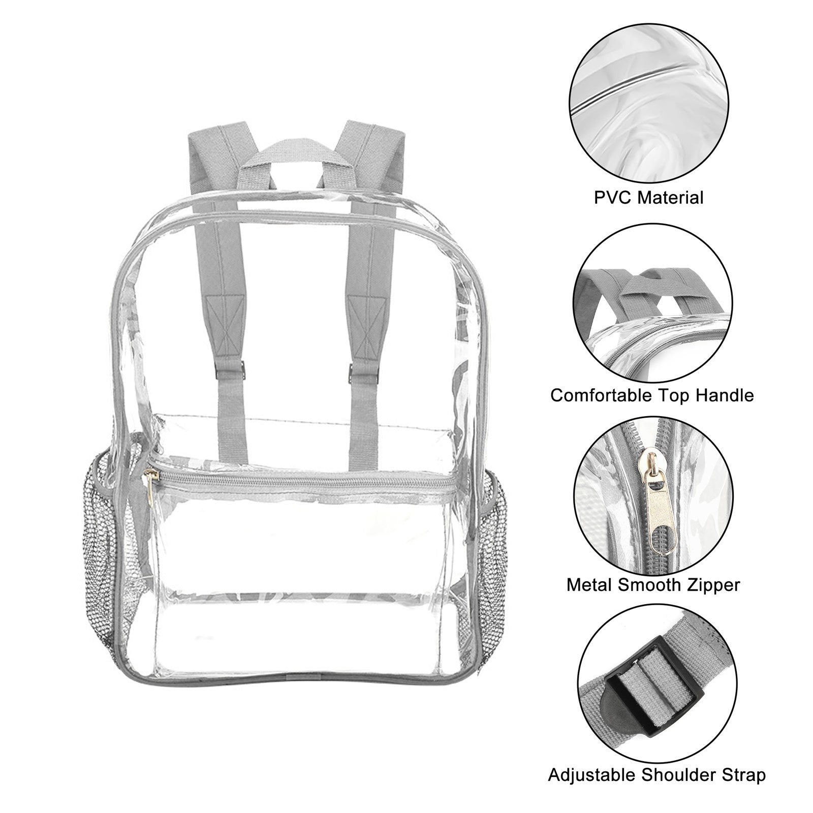 Stadium Approved PVC Transparent Backpack Large Capacity Clear Bag with Adjustable Straps  Multiple Compartments HeavyDuty Daypack for Commuting Sports Travel Christmas Gift for Her