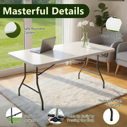 4Ft6Ft Foldable Outdoor Dining And Utility Table  MultiPurpose Desk for Backyard Weddings Living Room Card Games And Study Room Homework