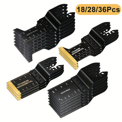 18283650pcs Titanium Multi Tool Blades Professional Universal Quick Release Oscillating Saw Blades for Cutting Metal Nails Wood And Plastic Compatible with Major Brands