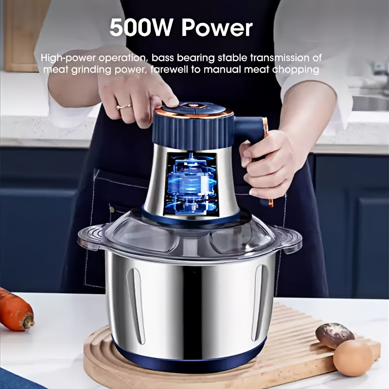 132gal Large Capacity Stainless Steel Electric Food Chopper  Processor  BiLevel Blades 40 000 RPM Motor Sturdy Construction Vegetable Slicer And Chopper  Perfect for Kitchen Vegetables Fruit Onion Garlic Nuts Meat Dough And More